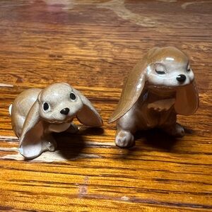 Hagen Renaker Brown Ceramic Bunny Figurine Set of 2 two